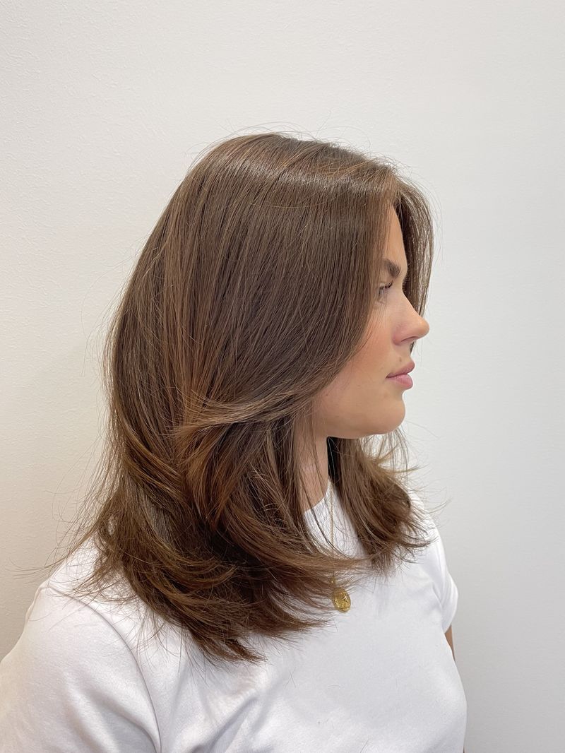 Glossy layered brunette
